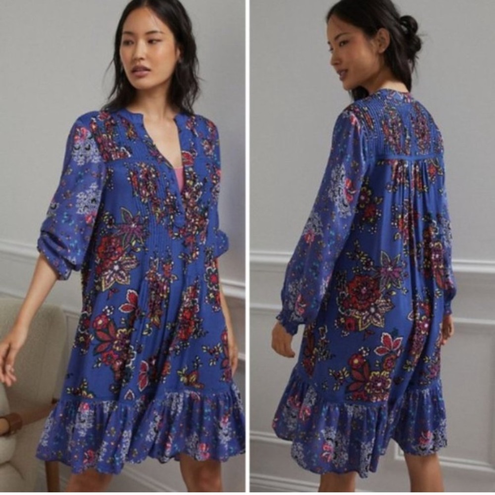 Anthropologie Diana Pintucked Tunic Dress Size Small EUC